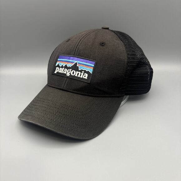 Patagonia Other - Patagonia Black Trucker Hat Snapback Mesh Cap Logo Patch One Size Adjustable